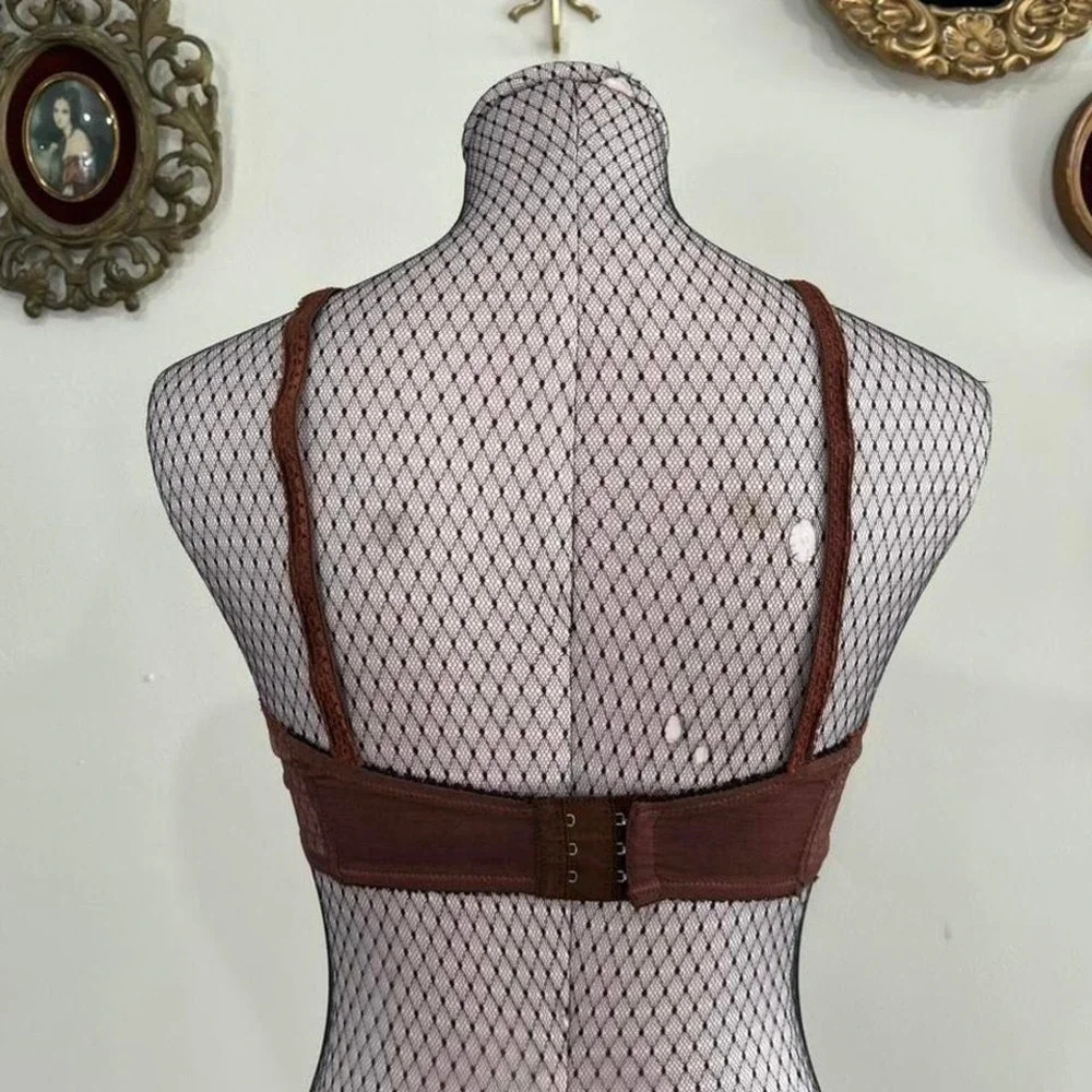 Vintage‎ Brown Sheer Lace Underwire Bra – Size 34C